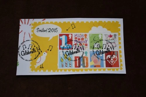 GB 2015 Smilers m/s, On Piece, Used, ex FDC