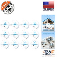 Compact 12 Pack Water Leak Detectors - Waterproof Leak Alarms for Home