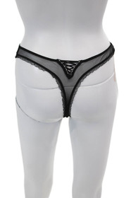 Eprise de Lise Charmel Womens Sheer Lace Up Thong Underwear Black Size 10