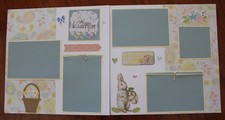 Easter scrapbook pages 2 each 12 x 12 handmade assembled premade Spring, Bunny