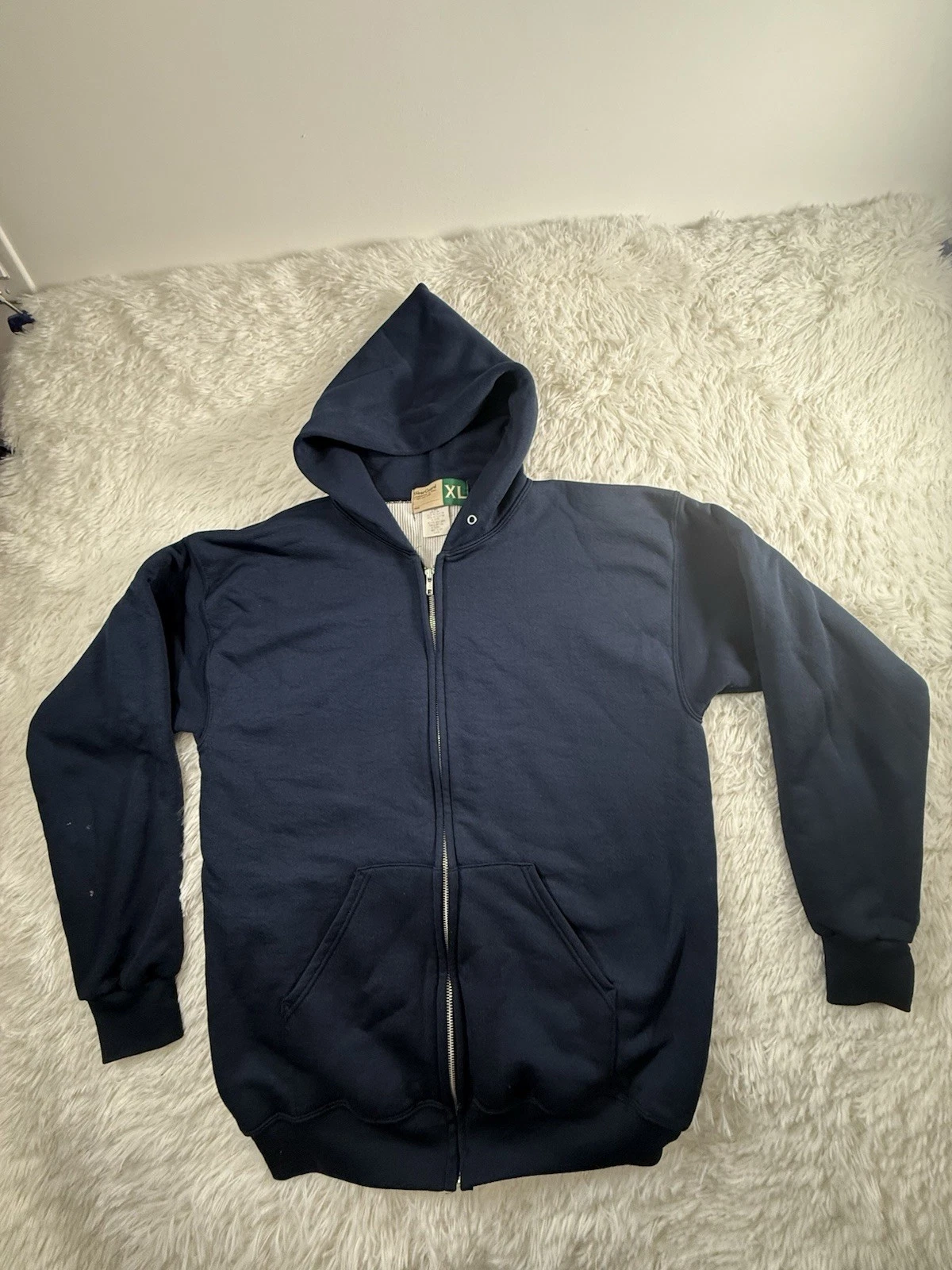 Vintage Double Face Hoodie Full Zip Thermal Sweatshirt Sz XL 70s