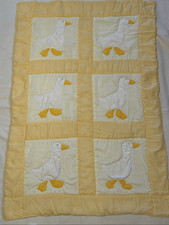 Handmade Yellow White Baby Ducks Nursery Quilt Blocks 40.5" X 28.5"