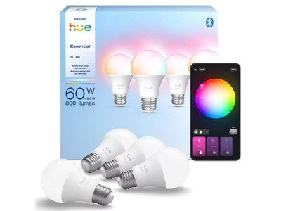 Philips Hue Essential A19 E26 Smart Bulb 800lm 8.8W 4-Pack Color
