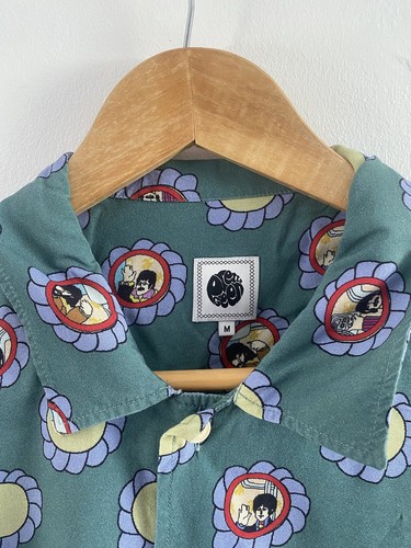 Pretty Green x Beatles Shirt Mens Medium Green Viscose Yellow Submarine 60s - 第 8/14 張圖片