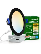 zouzai 1 Pack 6 Inch Black 5CCT Reset Ultra-Thin LED Recessed Ceiling Light