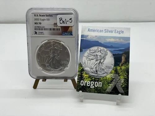 2022 1oz .999 Silver Eagle US State Series Oregon NGCS MS70 BX1-5