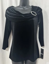 MSK off shoulder black velvet 3/4 sleeves Dressy Blouse Size Medium NWT