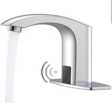 Automatic Sensor Touchless Single Hole Bathroom Sink Faucet with Deck Plate in P