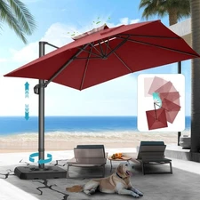 HOTIME 10x10 Patio Umbrella Offset Pool Cantilever Umbrella Double Top Upgrade