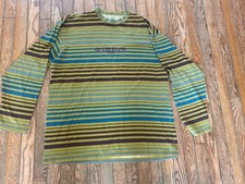 Vintage Guess Striped Shirt Size XL Long Sleeve Tee Embroidered Made In USA 90s
