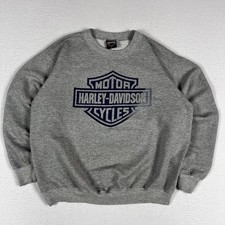Vintage Harley Davidson Sweatshirt Size Large 2-Sided Distressed Gray/ Blue Y2K