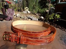 VTG MENS TONY LAMA TEXAS STITCHED SNAKESKIN WESTERN LEATHER BELT 30553 SZ 38
