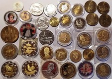 34x Medaillen Münzen Welt USA GB Vatikan China vergoldet Sammlung Nachlass PP