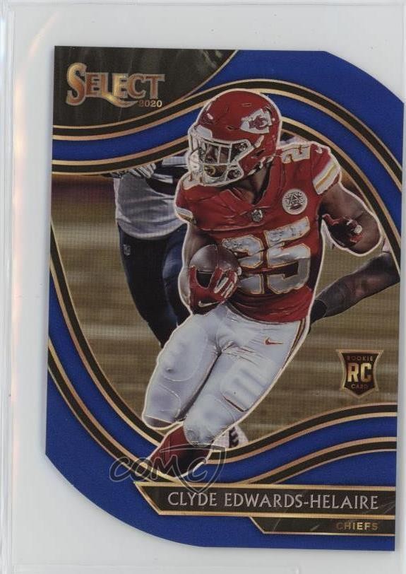2020 Panini Select Field Level Blue Prizm Die-Cut Clyde Edwards-Helaire #354 4f5
