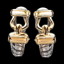 Beautiful 18k/Platinum Plated Sterling Silver Buckle J Hoop Earrings SEALED PACK