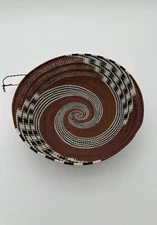 Vintage 10" Diameter Zulu South African Handmade Coil Basket Wall Hanging Decor