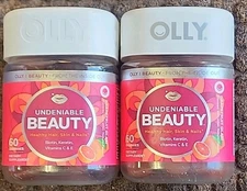 2-Olly Undeniable Beauty Gummies Grapefruit Glam Hair Skin Nails 60 Ct Each