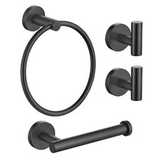 TURS Matte Black Towel Ring Toilet Paper Holder Set A,