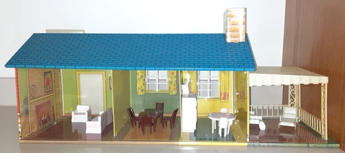 Vintage 1950's Wolverine Tin Litho Ranch Doll House with Furniture