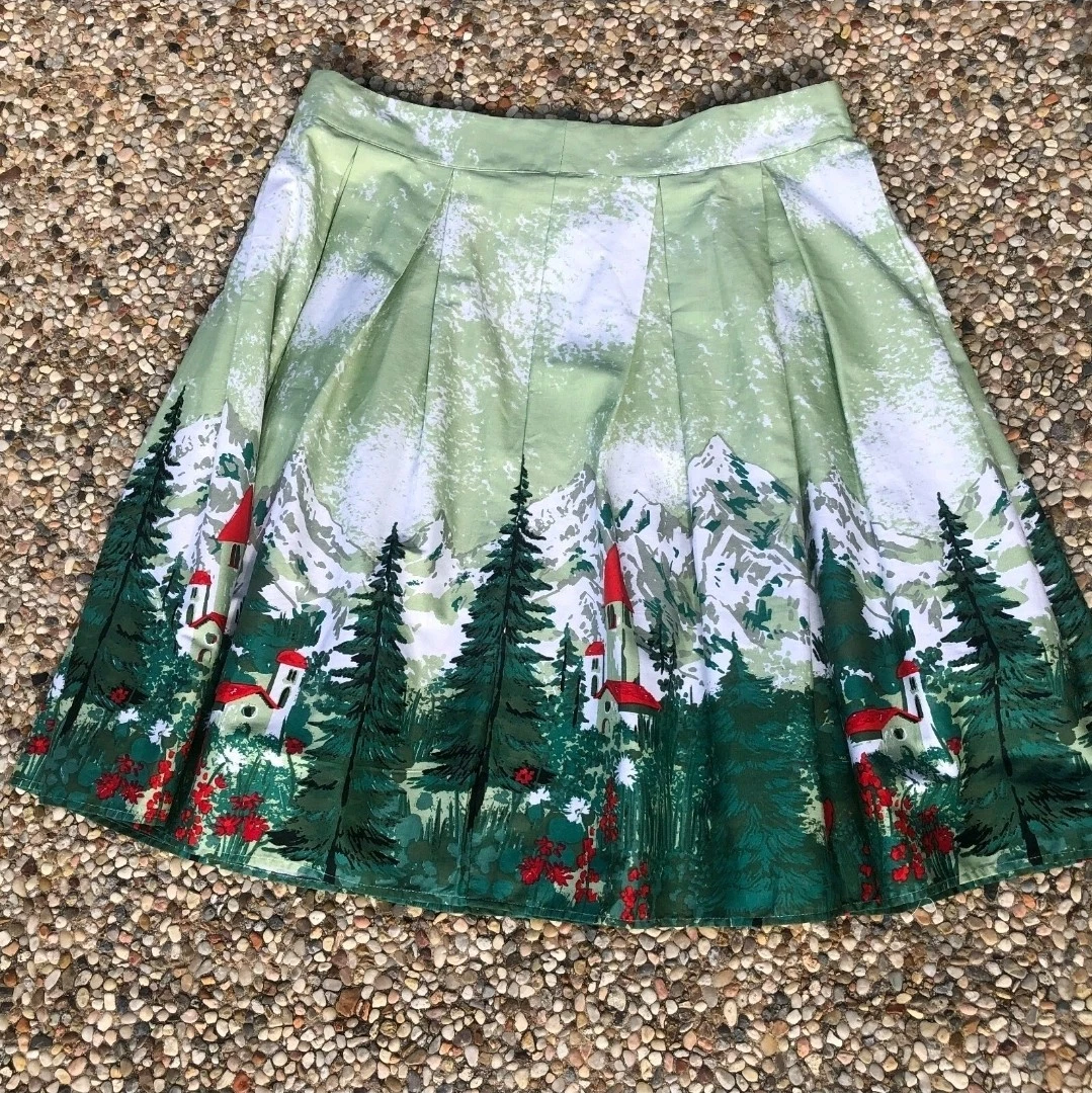 NWT Dressever A-Line Skirt Retro Pleated Winter Village Plus Size Women's XS