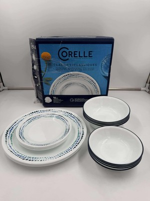 Correlle Ocean Blues 16pcs Dinnerware Set 8 Plates 8 Bowls Chip & Break Resistan