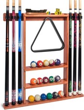 Pool Stick Holder, Wall Mount Pool Cue Rack ,Solid Wood Floor Stand for billi...