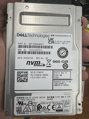 KIOXIA CD8 960GB DELL SSD U.2 2.5'' PCIe Gen4 NVME Solid State Drive KCD8XRUG960G
