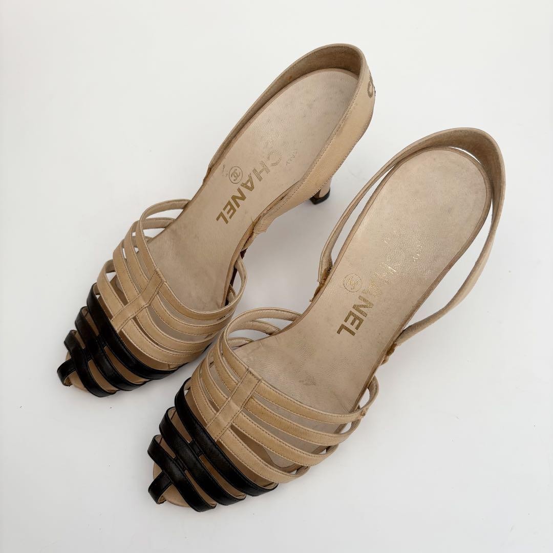 Chanel Embroidered Strap Pumps Shoes Logo Bicolor Size 36 US About6 For Women thumbnail 17