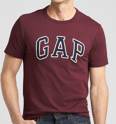 #ad Gap Men#x27;s Embroidered Gap Logo T Shirt In Jersey Pino Noir Burgundy Size M NWT $23.95