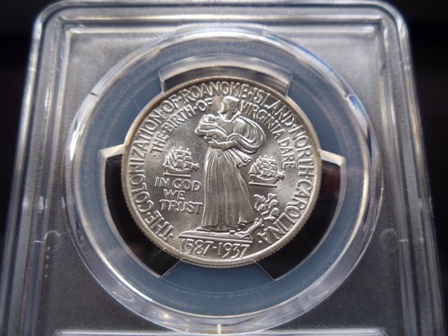 1937 MS66 Roanoke Silver Commemorative PCGS Certified Gem - White/Light Gold - Picture 6 of 8