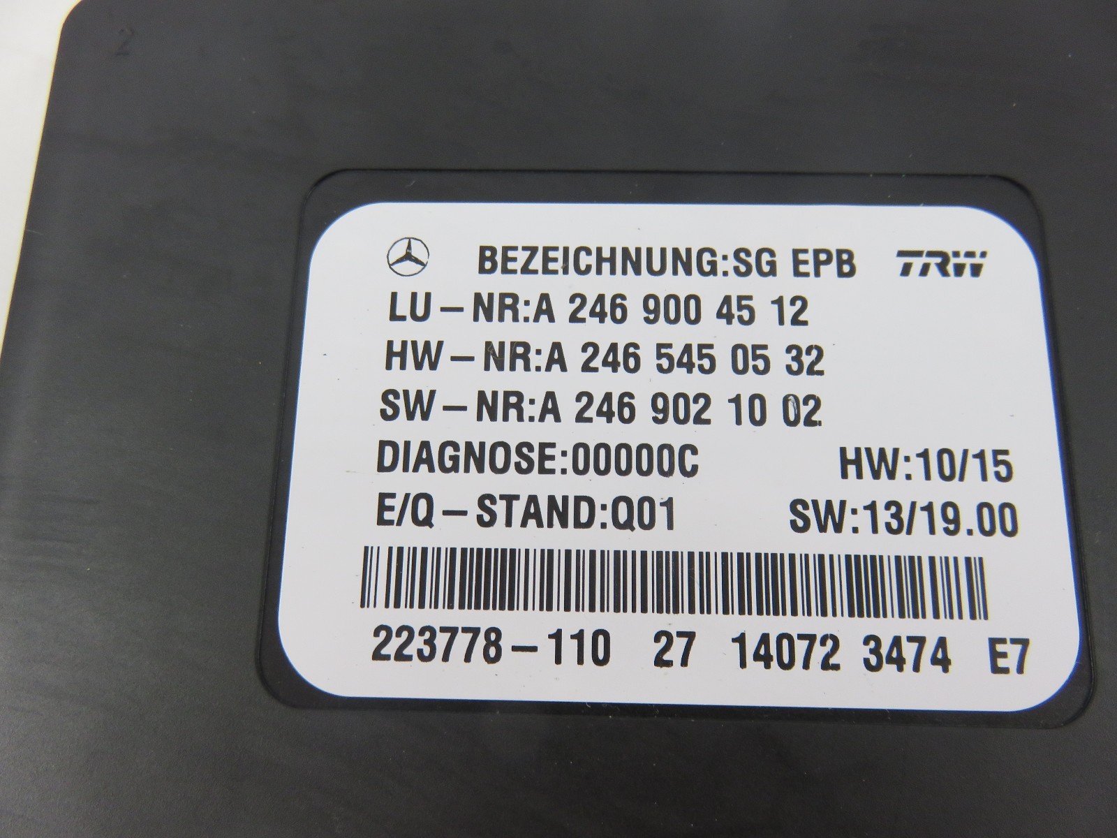 A2469004512 Mercedes Benz Parking Brake Control Module ML350 GL450 13