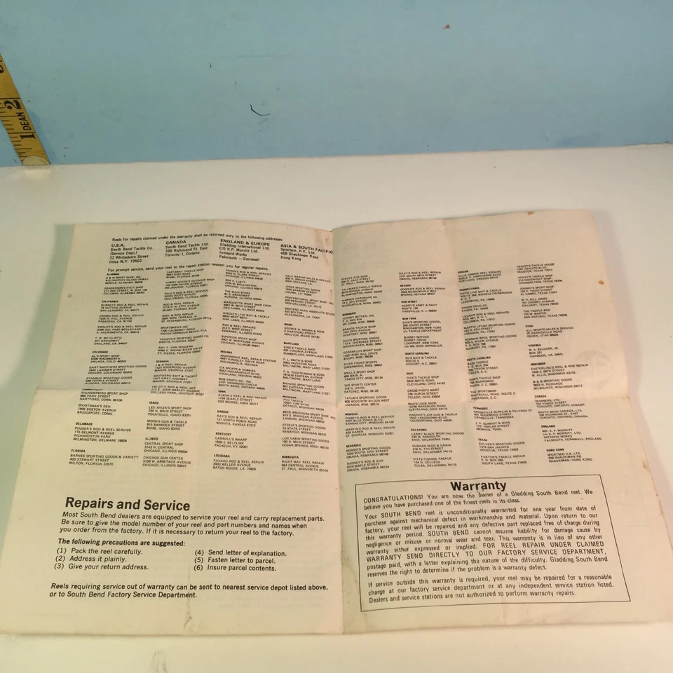 Carrete de pesca fundido giratorio South Bend Tackle 165 de colección manual del propietario Foto 3 de 4