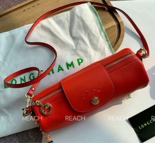 Long Champ Extra Leather Crossbody XS 2 Colors Red Pink Shoulder Outlet - Picture 8 of 10