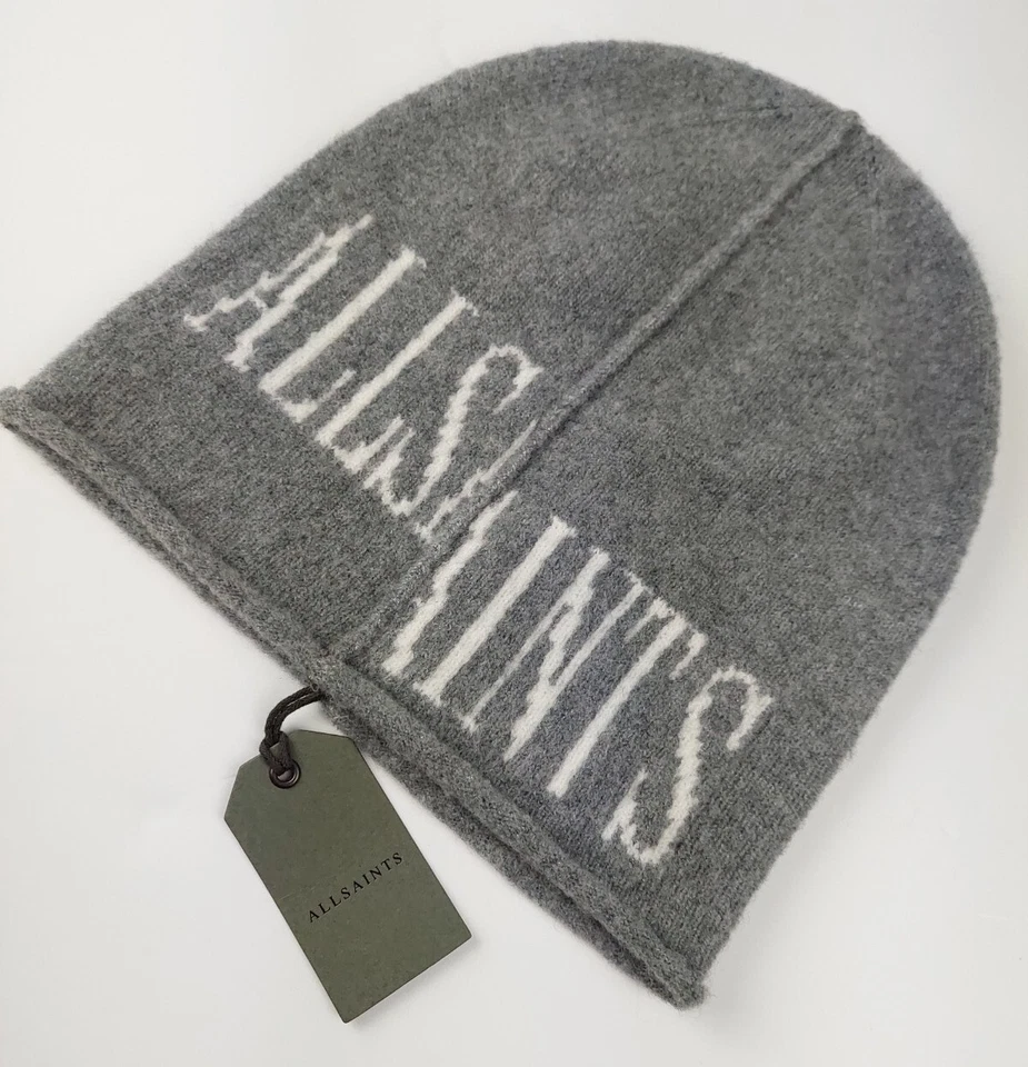 AllSaints Max Bonnet Gris Chiné / Craie Souple Laine Mélangée - Photo 3/4