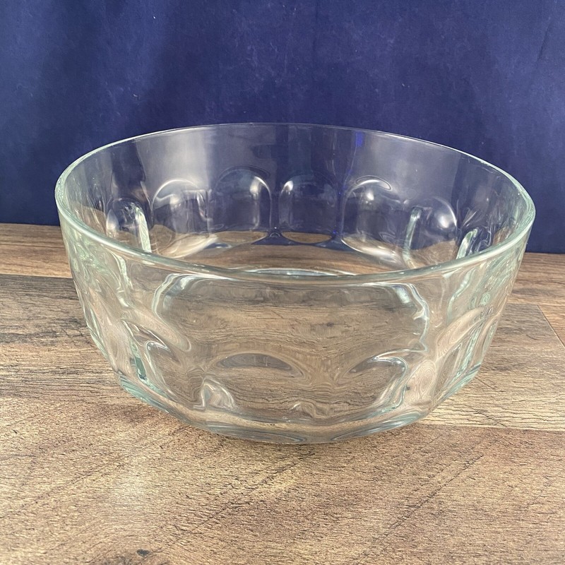 Vintage Arcoroc Glass Serving Bowl Dish Thumb Print 8.5" Diameter 4” High