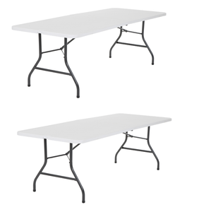 2 Pack Cosco 6 Foot Centerfold Folding Table White Moisture Proof Top Heavy Duty 708325102095 Ebay