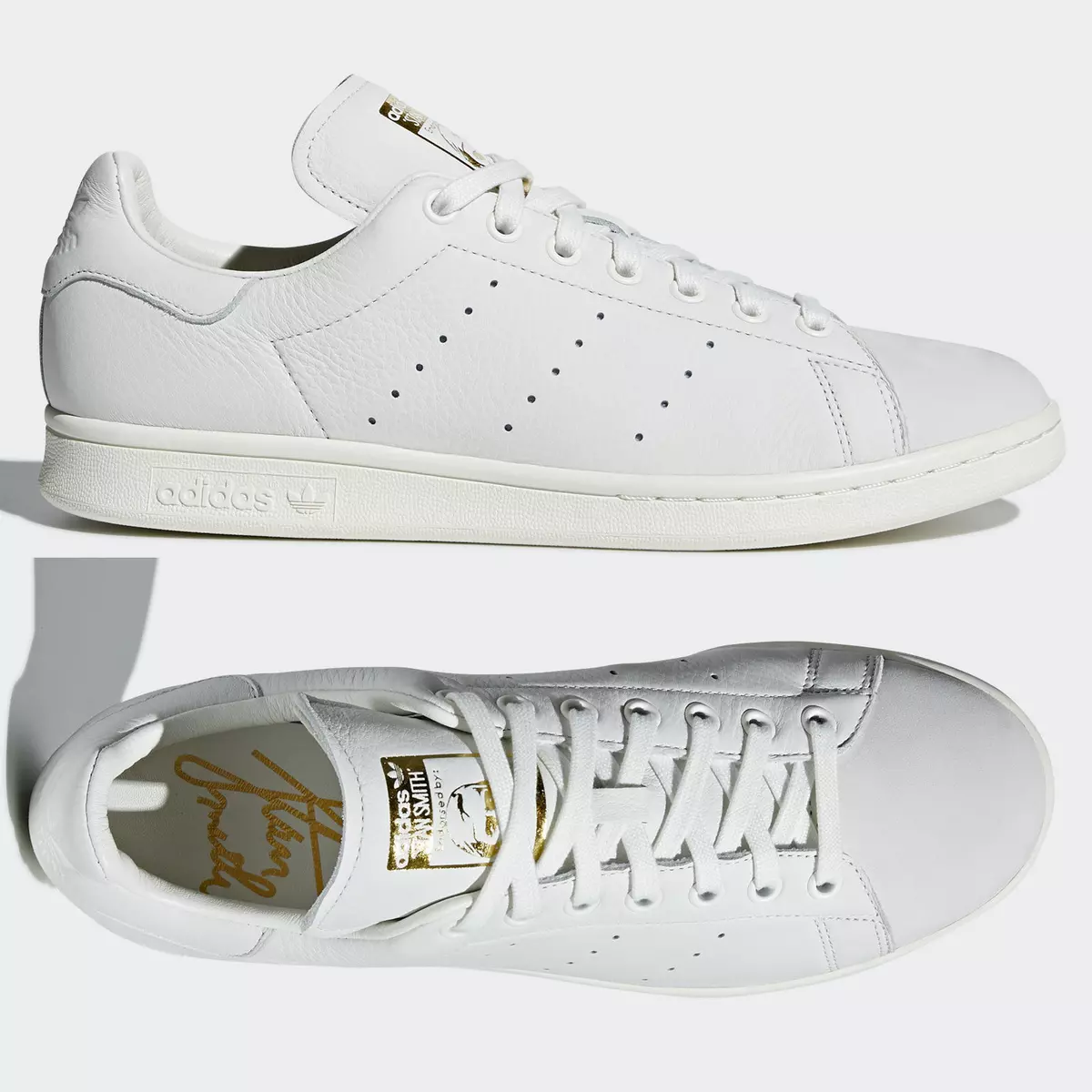 Puede ser calculado Irregularidades Egomanía Adidas Originals Stan Smith Premium Cuero Oro Blanco TALLA 5 5.5 6 6.5 7  7.5 8 | eBay