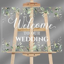 Welcome to Our Wedding Sign 24 x 18 Inch 'clear, green, white'
