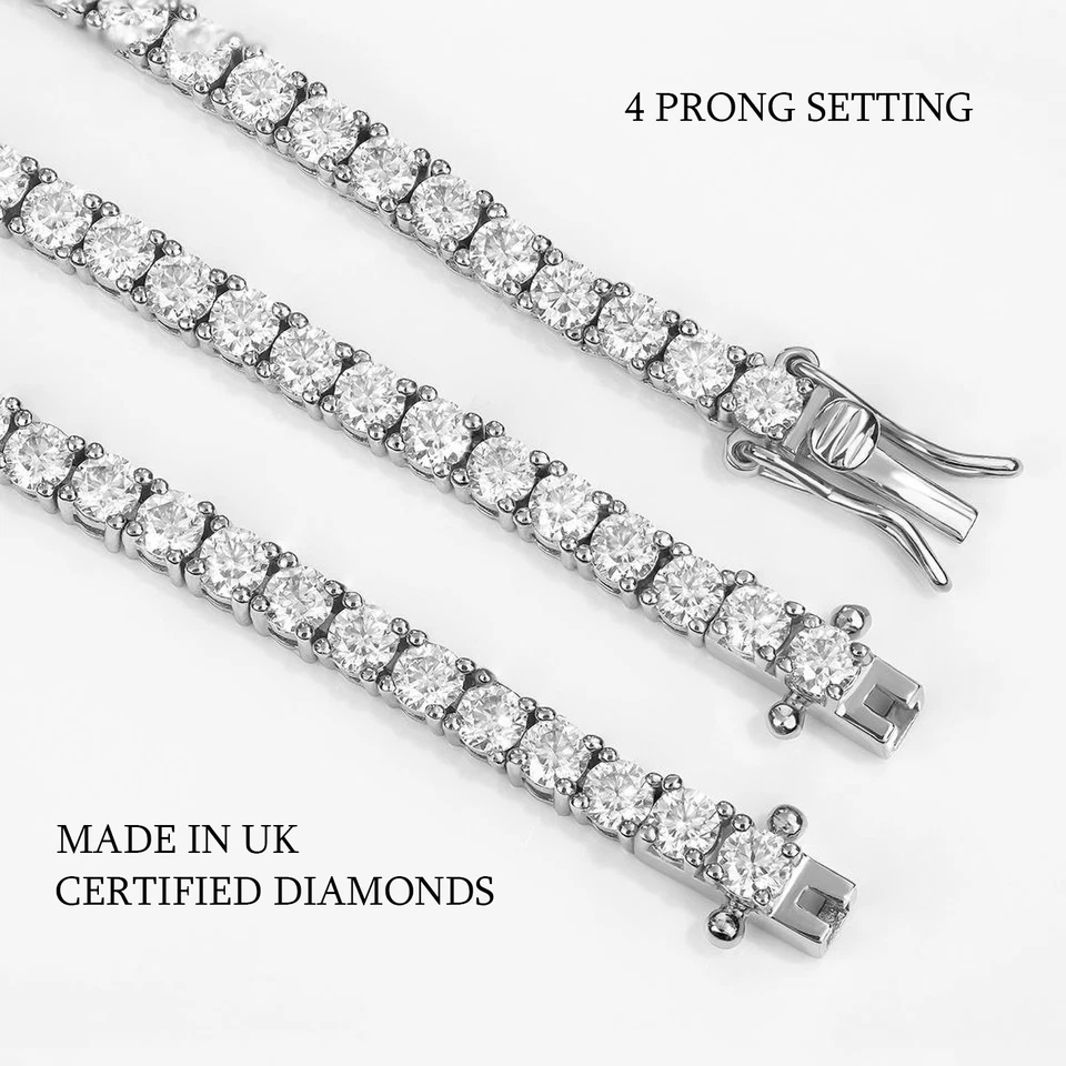 Sale! 2.75 Ct Natural Round Cut Diamond Tennis Bracelet Uk Hallmark White Gold - Image 4 of 4
