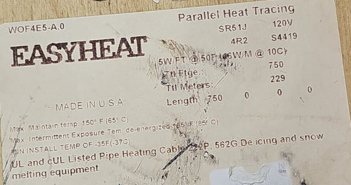 Emerson SR51J Easy Heat Self-Regulating Heating Cable - 50ft - Picture 2 of 5