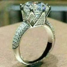 3Ct Round Cut Lab Created Diamond Women's Engagement Ring 14K White Gold Plated