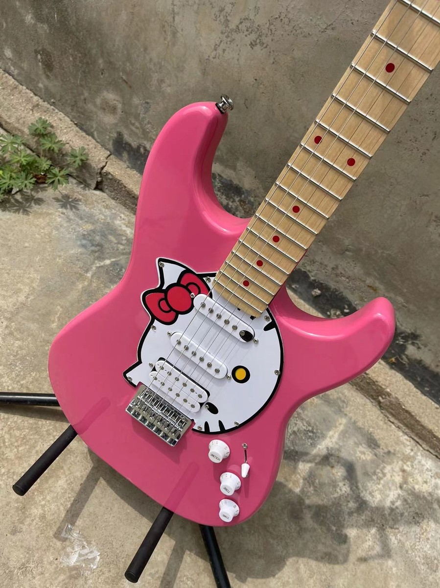 Factory Customized Pink Kitty Cat Electric Guitar HSS Pickup Maple