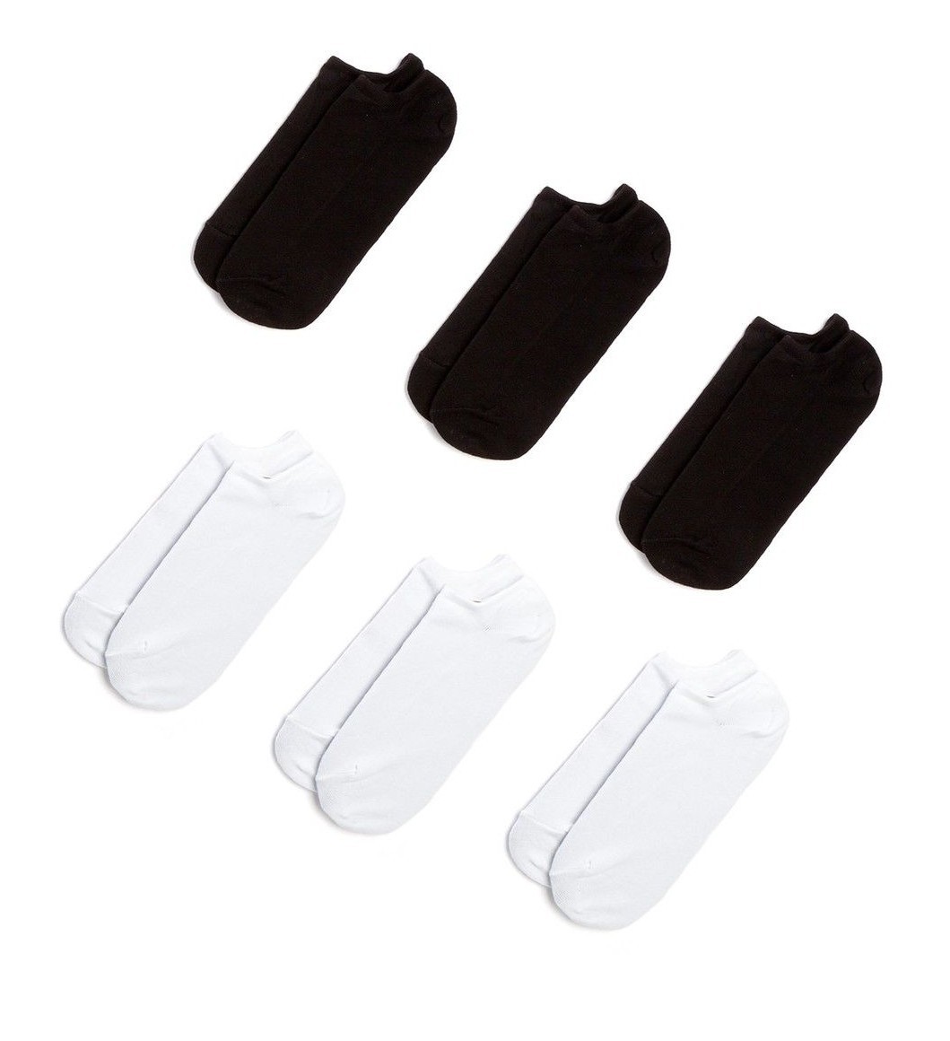 HUE White & Black No Show Liner Socks - Pack of 6 - MSRP $21