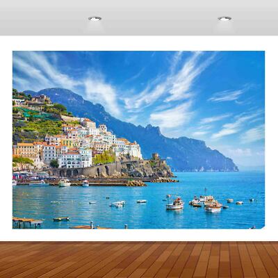 Natur See Berg Boot Küste Kroatien 3D-Aufkleber Wandaufkleber Poster Vinyl S137