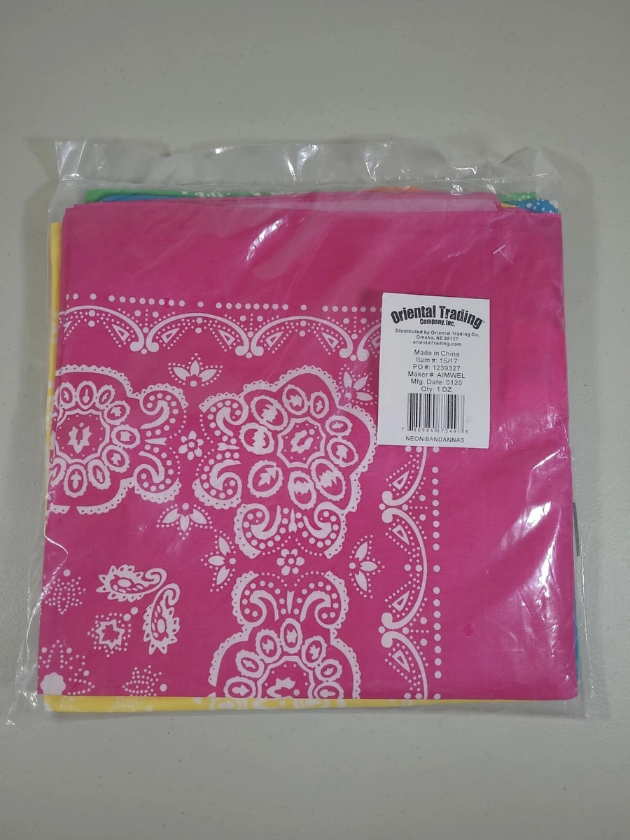 Oriental Trading Company Inc. Neon Bandannas Qty 1 dozen