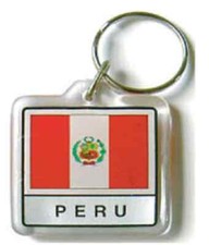 PERU DOUBLESIDED FLAG KEYCHAIN WITH RING - NEW - FREE SHIPPING