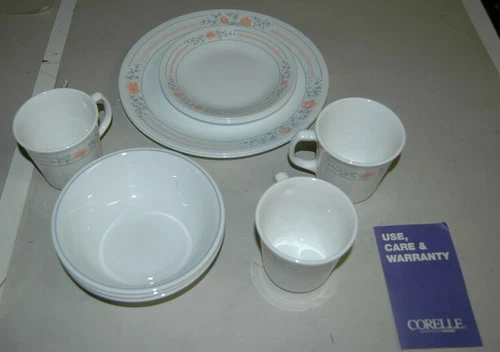 11 Pieces Vintage Corelle by Corning Plates Coffee Cups Bowls Flower Pattern 
