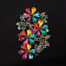Women's Mixed Color Crystal Rhinestone Star Flower Brooch Pin