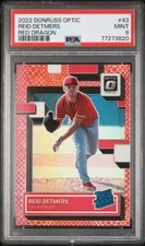 2022 Donruss Optic #43 Reid Detmers RC PSA 9 Red Dragon /99 Rated Rookie Prizm