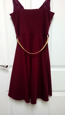 New Look/ ASOS/ VERY Wrap party Red-Burgundy Dress With Gold Belt Size 10 |  eBay UK
